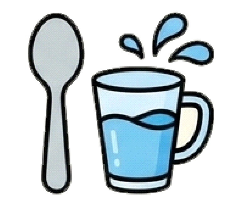 Rysunkowa ikona srebrnej łyżeczki oraz przezroczystego